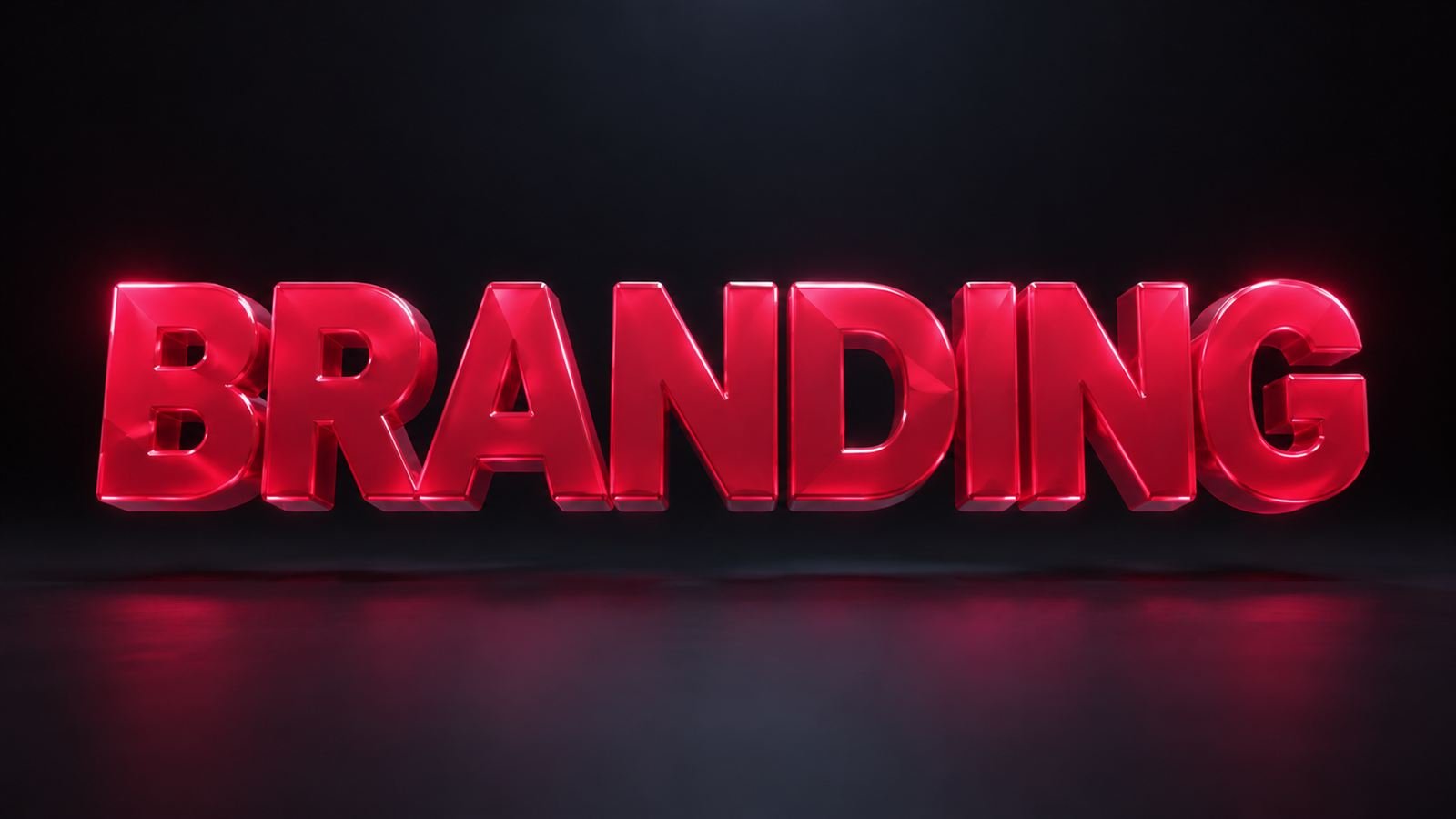 La palabra Branding en letras 3D rojas brillantes