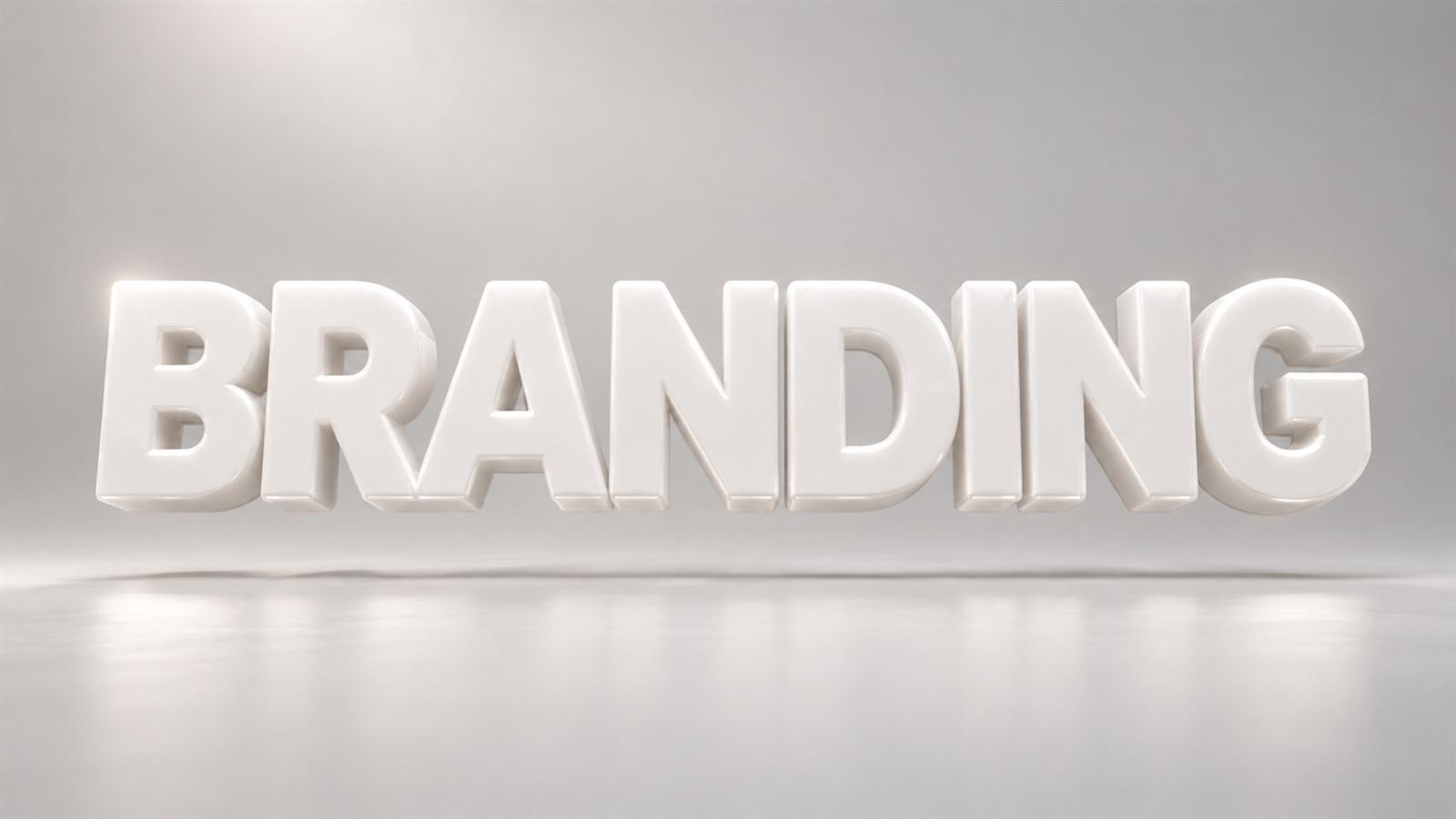 La palabra Branding en letras 3D de porcelana blanca