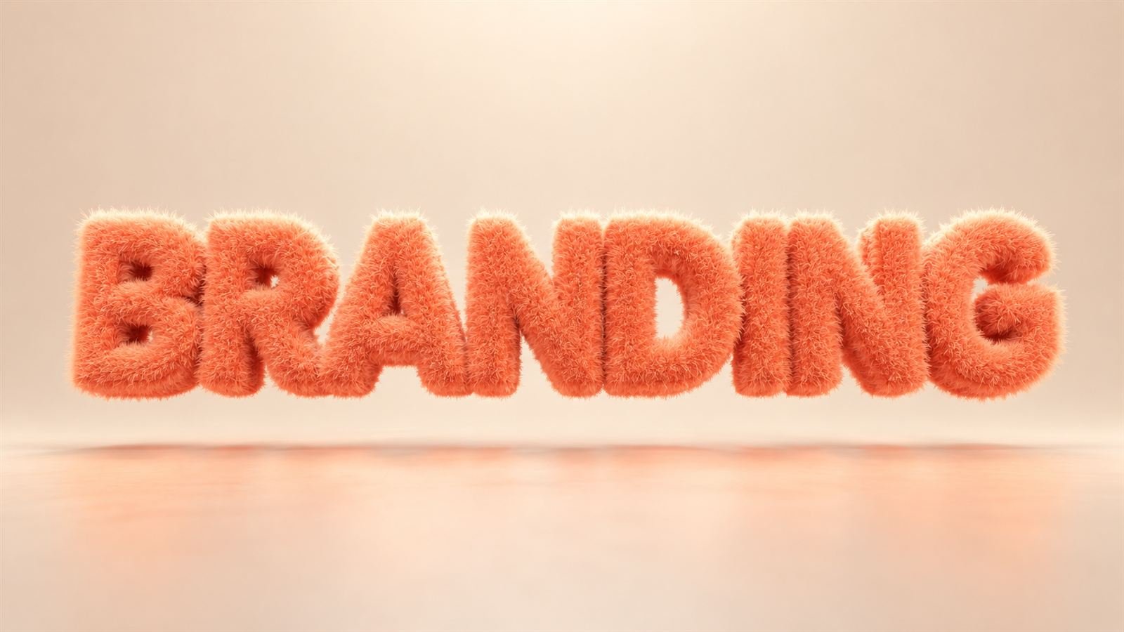 La palabra Branding en letras 3D cubiertas de pelusa