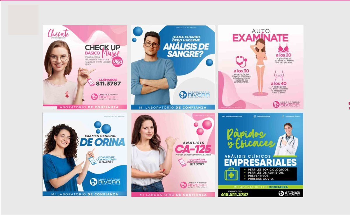 Trabajo de redes sociales para Laboratorio Rivera
