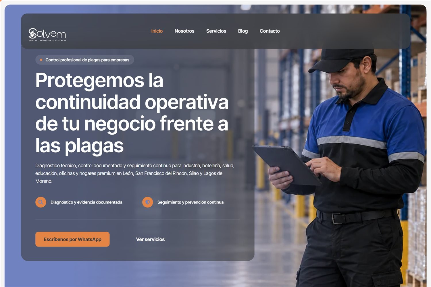 Sitio web de Solvem, control profesional de plagas