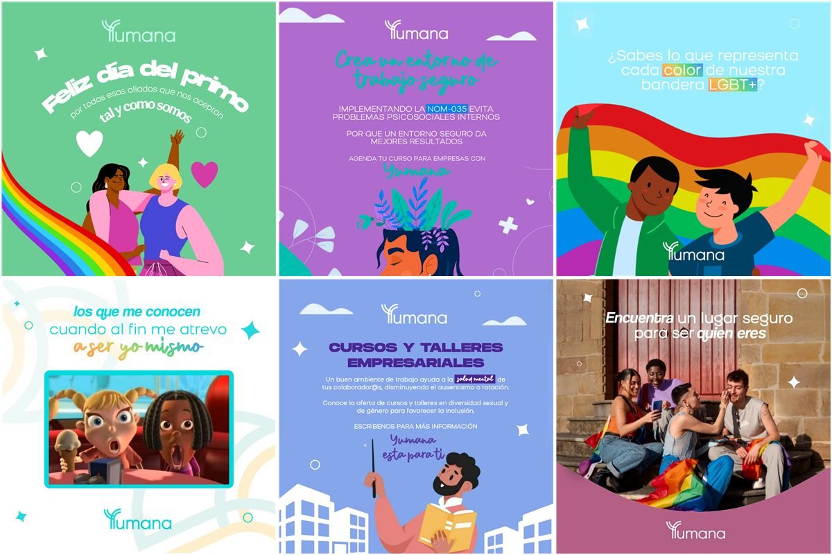 Publicaciones de redes sociales para Yumana
